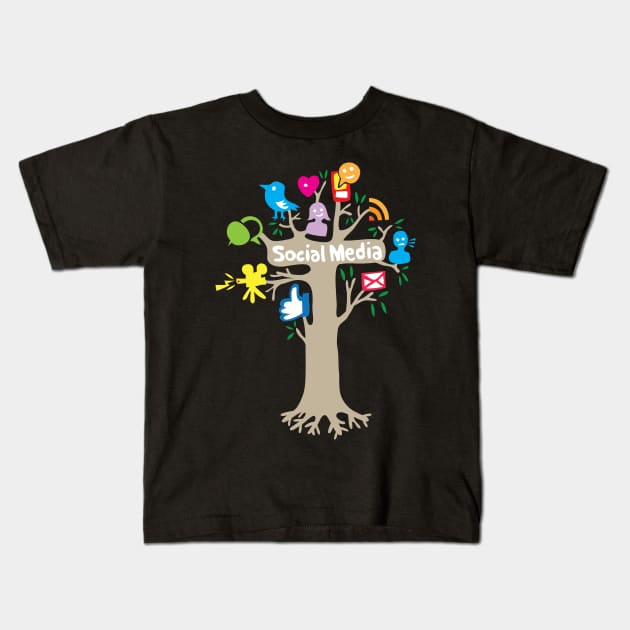 Social Media Tree Kids T-Shirt by AVEandLIA